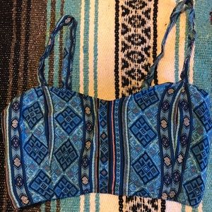 Forever 21 Blue Boho Pattern Crop Top Medium 💙